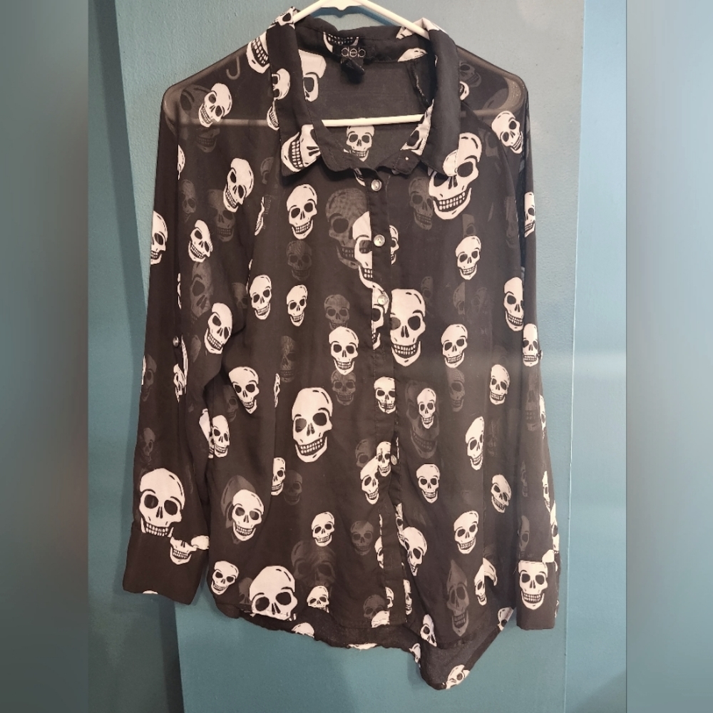 Sheer Skull blouse 1x
